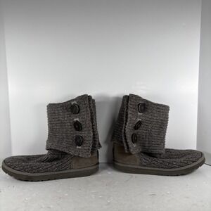 Size 9 Ugg Classic Cardy ll Knit Button Up Boots Tall Gray 5819